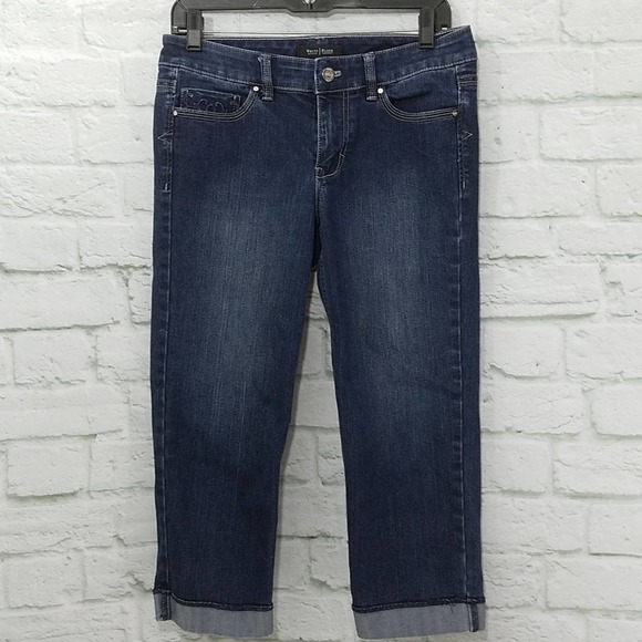 WHBM Blanc Cuffed Crop Jeans Sz 4 - Picture 1 of 8